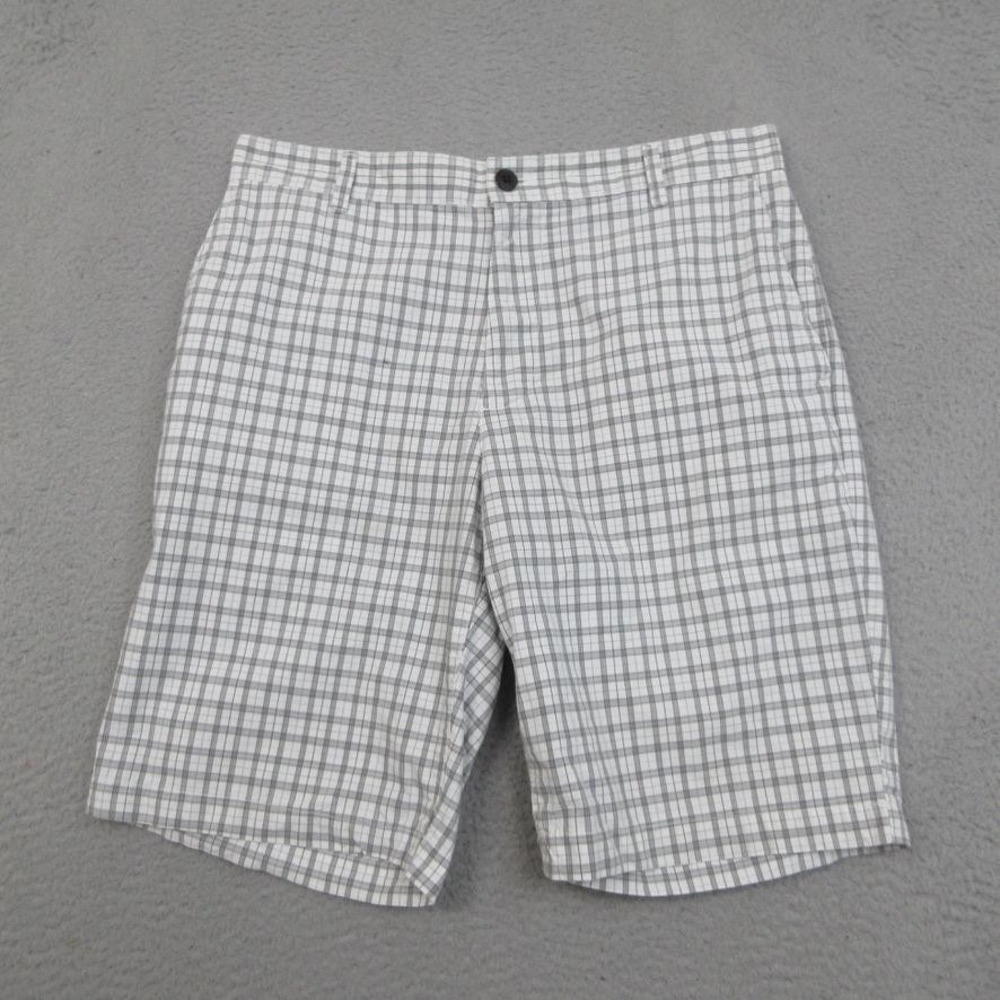 Dockers Anchor Golf Shorts Mens 33 Gray Plaid Chino Performance Casual Coastal